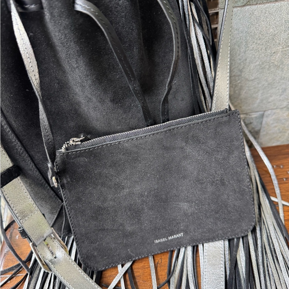 Isabel Marant Black Fringe Bucket Bag - Picture 6 of 8